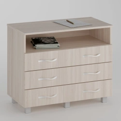 Deskside cabinet with 3 large drawers, 1 niche
