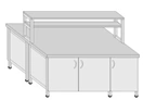 Metal island table with 3 doors SFO-2(m)