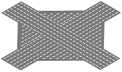 Bottom base of X-branch of cable bridge DKZ 000 X, with overall dimensions from 150 mm to 1000 mm, with thickness of 1,5 mm, wit