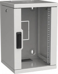 LWS3-09U33-GF ITK LINEA WS Cupboard 10" 9U 320x310mm glass door grey.