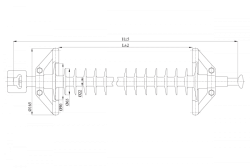 Linear suspended rod insulator with protective sheath made of organosilicon composition LK 120/220-I-I-2 GP