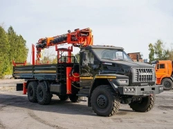 Special purpose vehicle with hydraulic loading crane of MKMA type on the basis of URAL 4320 and its modifications U0K05N-4L150