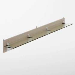 T-shaped hanging shelf with glass