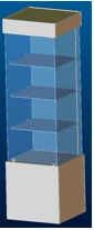 Display case island (clamping glass) 600 x 600 x h 2100