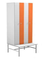 Storage system for students' belongings with a bench as a set