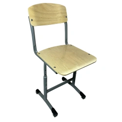 Adjustable school chair on round tube