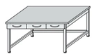 Laboratory assistant's table on metal frame with hanging drawers SL-9(c)