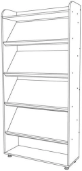 Rack for books (manuals, documents) with inclined shelves (demonstration)