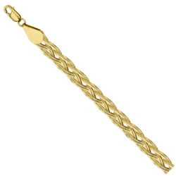 Neck jewellery made of 585 gold Chain green Almond braid of 4 chains NC17-271 0.35MM 40SM 19.27G