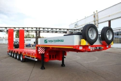 Semitrailer Tverstroimash 993951 modification 0022 variant - platform with mechanical ladders and extensions.