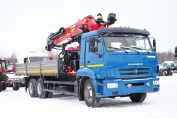 Special purpose vehicle with hydraulic loading crane type MKMA on the basis of KAMAZ 43118 and its modifications 41K34N-UN