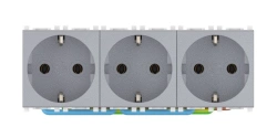CADUCEUS ALING Experience Flush-mounted triple earthed socket without centre screw, 3x16A, 250V~, 3x2M,