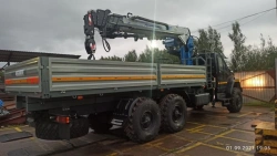 Special purpose vehicle with KMA type hydraulic loading crane on the base of URAL 4320 (5557) and its modifications U0K00G-4L150