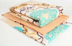 Bed linen for adults in sets of cotton and mixed fabrics (pillowcase, sheet, duvet cover).