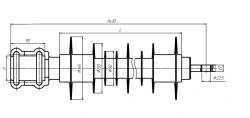 Cantilever rod insulator with ribbed shell made of organosilicon rubber KSPKr 160-25/1,5-D-80