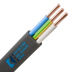 Power cable with copper conductors, with insulation and sheathing made of polyvinylchloride plasticate of reduced fire hazard, i