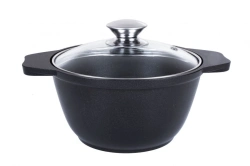 Cast aluminium 1L saucepan (with non-stick coating) TM Kukmara, with glass lid, "Tradition" line