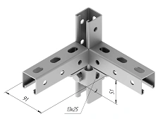Support corner SMA 656, with overall dimensions 91x51 mm, metal thickness 5,0 mm, hot-dip galvanised steel