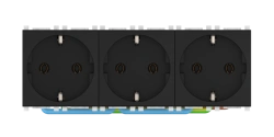 CADUCEUS ALING Experience Flush-mounted triple earthed socket without centre screw, 3x16A, 250V~, 3x2M,