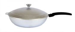 Frying pan 260/60mm (uncoated) aluminium cast TM Kukmara, with removable Bakelite handle, with aluminium lid