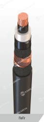 Power cable with copper conductors insulated with cross-linked polyethylene for voltage of 6, 10, 15, 20, 30 and 35 kV of PvB gr