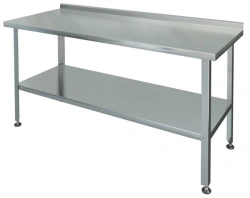 Industrial cutting table with side, solid shelf SRP-1-0,5/0,95-P