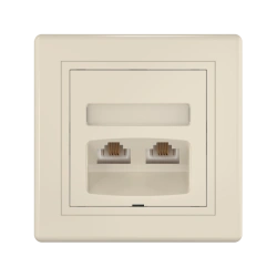 CADUCEUS ALING PRESTIGE Flush-mounted double telephone socket 2xRJ12 6P4C, beige, art. 613.999