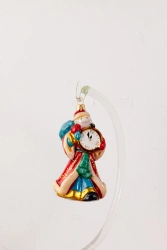 Christmas tree toy made of glass "Father Frost with clock"
