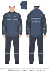 Men's set (jacket, dungarees) for employees of the organisations of the Transneft system for protection against elevated tempera