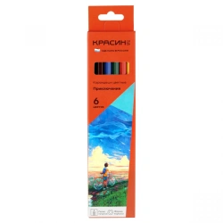 Coloured pencils Krasin "Adventures", 6-colour, sharpened, cardboard. pack.
