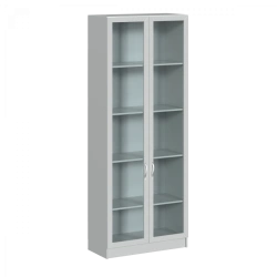 5-section shelving unit with glass frame profile grey