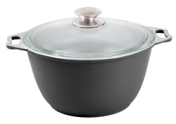 Cast aluminium 4L saucepan (with DP coating) TM Kukmara, with glass lid