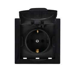 "MARIA" Single socket outlet mechanism with socket outlet with blind, with cover, splash-proof (IP44), assembled "anthracite".