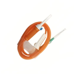 Polymer device for infusion of blood substitutes and infusion solutions of single use sterile with tip tee