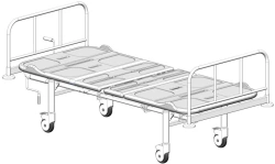 KF2-01-"MSC" (MSC-1102P) - Functional bed, on wheels, metal backrests, plastic bed, mechanically adjustable.