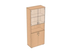 Filing cabinet with transparent/tinted glass, tall, wide 800*405*2025 mm. UpShDNS-8