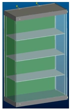 Display case 1300 x 600 x 2100 mm