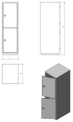 Metal bookkeeping cabinet with two doors, two compartments and a trailer (series ??.?.?.2)