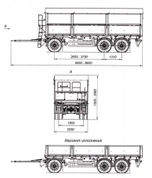 Tri-axle cargo trailer 8465-01A with axles HJD13Y30S18-1840T16-060 with carrying capacity 12 tonnes