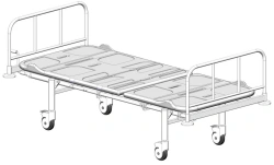 KF0-01-"MSC" (MSC-1101P) - General hospital bed with headrest, on wheels, metal backrests, plastic bed, mechanised