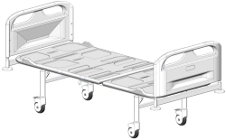 KF0-01-"MSC" (MSC-3101E) - General hospital bed with a headrest, on wheels, plastic backrests, plastic bed, adjustable
