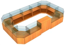 Wooden furniture for trade enterprises rack with glass