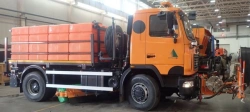 Combined road machine ED300M3 (with de-icing material distributor and water-washing equipment) on the base of chassis MAZ-5340C2