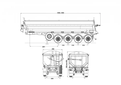 Dump semi-trailer Tonar model 9595 with axles manufactured by Tonar model 90422, 90431. 9595 with axles produced by Tonar mod. 9