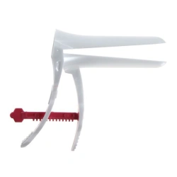 Gynaecological gynaecological polymer mirror by Cusco ? 1 (S) white with a central screw fixator single-use sterile