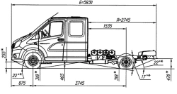 Chassis GAZelle NEXT, Modification A22R36, Dual fuel (petrol/ CNG gas CNG) engine Euro-5, N1