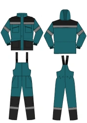 Men's suit (jacket, dungaree) for protection against general industrial pollution and mechanical effects (abrasion)