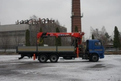 Special purpose vehicle with KMA type hydraulic loading crane on the basis of KAMAZ 65117 and its modifications 64K03N-U2