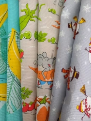 Cotton waffle weave towelling fabric "Aurora" printed (printed), pov.pl. 155 g/sq.m, width 150 cm, cotton 100%
