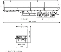 Tipper semi-trailer AM9564-30S with axles CEYLAN AS-1210-225-ST-OV with load capacity 12 tonnes